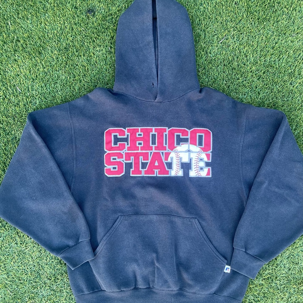 Russell Athletic Black Hoodie with Red and White Logo